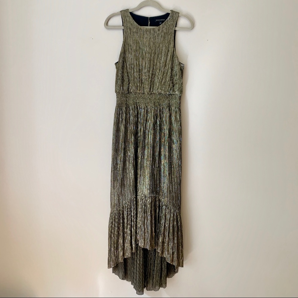 Banana Republic Gold High-Low Dress - Size 8 (EUC)